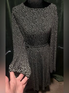 NWT - Banana Republic Black Dress with White Dot Print - Long Sleeve